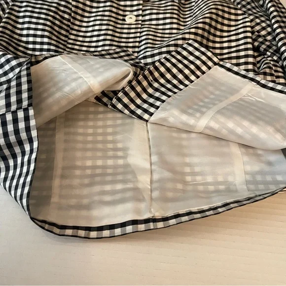 SilkLand Black White Plaid Silk Jacket Size 4 - Picture 8 of 11